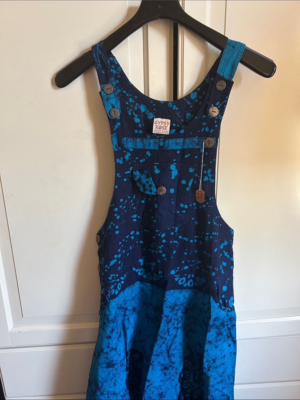 Gypsy Rose Blue Tie-Dye Pocket Overall Dress